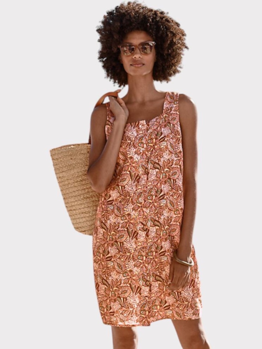 Garnet Hill Vale 100% Linen Button Front Tank Dress Tropical Floral Summer New